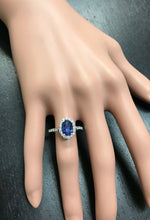 Load image into Gallery viewer, 3.10 Carats Exquisite Natural Blue Sapphire and Diamond 14K Solid White Gold Ring