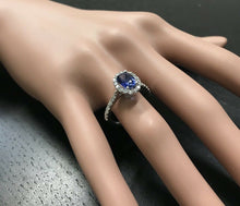 Load image into Gallery viewer, 3.10 Carats Exquisite Natural Blue Sapphire and Diamond 14K Solid White Gold Ring