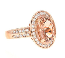 Load image into Gallery viewer, 4.10 Carats Impressive Natural Morganite and Diamond 14K Solid Rose Gold Ring