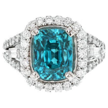 Load image into Gallery viewer, 9.75 Carats Natural Very Nice Looking Zircon and Diamond 14K Solid White Gold Ring