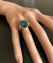 Load image into Gallery viewer, 9.85 Carats Natural Impressive London Blue Topaz and Diamond 14K Yellow Gold Ring