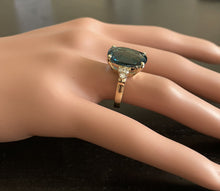 Load image into Gallery viewer, 9.85 Carats Natural Impressive London Blue Topaz and Diamond 14K Yellow Gold Ring