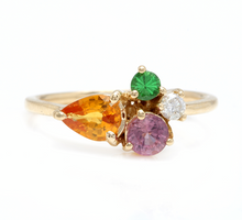 Load image into Gallery viewer, 1.60 Carats Natural Multi-Color Sapphire, Tsavorite and Diamond 14K Solid Yellow Gold Ring