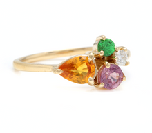 Load image into Gallery viewer, 1.60 Carats Natural Multi-Color Sapphire, Tsavorite and Diamond 14K Solid Yellow Gold Ring