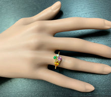 Load image into Gallery viewer, 1.60 Carats Natural Multi-Color Sapphire, Tsavorite and Diamond 14K Solid Yellow Gold Ring