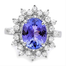 Load image into Gallery viewer, 3.10 Carats Natural Tanzanite and Diamond 14K Solid White Gold Ring