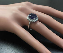 Load image into Gallery viewer, 8.10 Carats Exquisite Natural Blue Sapphire and Diamond 14K Solid White Gold Ring