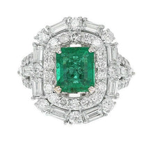Load image into Gallery viewer, 5.50 Carats Natural Emerald and Diamond 18K Solid White Gold Ring