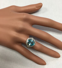 Load image into Gallery viewer, 7.80 Carats Natural Very Nice Looking Blue Zircon and Diamond 14K Solid White Gold Ring