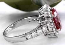 Load image into Gallery viewer, 5.60 Carats Natural Very Nice Looking Tourmaline and Diamond 14K Solid White Gold Ring