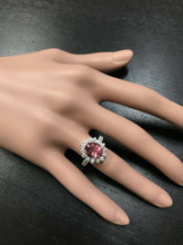 Load image into Gallery viewer, 5.60 Carats Natural Very Nice Looking Tourmaline and Diamond 14K Solid White Gold Ring