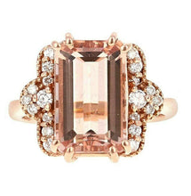 Load image into Gallery viewer, 6.35 Carats Exquisite Natural Morganite and Diamond 14K Solid Rose Gold Ring