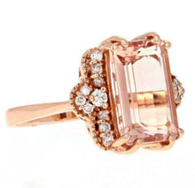 Load image into Gallery viewer, 6.35 Carats Exquisite Natural Morganite and Diamond 14K Solid Rose Gold Ring