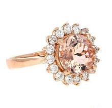Load image into Gallery viewer, 3.65 Carats Natural Morganite and Diamond 14K Solid Rose Gold Ring