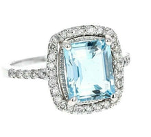 Load image into Gallery viewer, 4.55 Carats Natural Aquamarine and Diamond 14K Solid White Gold Ring