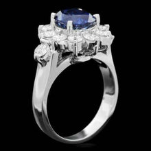 Load image into Gallery viewer, 4.70 Carats Exquisite Natural Blue Sapphire and Diamond 14K Solid White Gold Ring