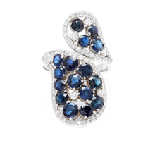 Load image into Gallery viewer, 5.50 Carats Exquisite Natural Blue Sapphire and Diamond 14K Solid White Gold Ring
