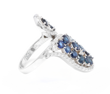 Load image into Gallery viewer, 5.50 Carats Exquisite Natural Blue Sapphire and Diamond 14K Solid White Gold Ring