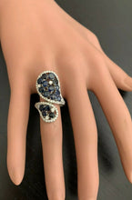 Load image into Gallery viewer, 5.50 Carats Exquisite Natural Blue Sapphire and Diamond 14K Solid White Gold Ring
