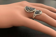 Load image into Gallery viewer, 5.50 Carats Exquisite Natural Blue Sapphire and Diamond 14K Solid White Gold Ring