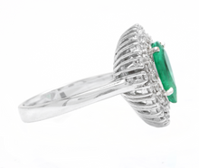 Load image into Gallery viewer, 3. 70 Carats Natural Emerald and Diamond 14K Solid White Gold Ring