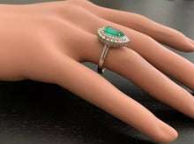 Load image into Gallery viewer, 3. 70 Carats Natural Emerald and Diamond 14K Solid White Gold Ring