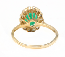 Load image into Gallery viewer, 2.50 Carats Exquisite Emerald and Diamond 14K Solid Yellow Gold Ring