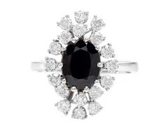 Load image into Gallery viewer, 3.50 Carats Exquisite Natural Blue Sapphire and Diamond 14K Solid White Gold Ring