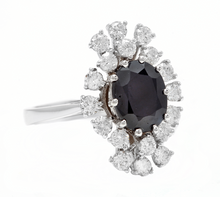 Load image into Gallery viewer, 3.50 Carats Exquisite Natural Blue Sapphire and Diamond 14K Solid White Gold Ring
