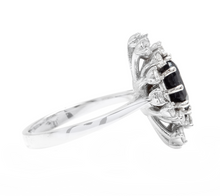 Load image into Gallery viewer, 3.50 Carats Exquisite Natural Blue Sapphire and Diamond 14K Solid White Gold Ring