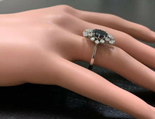 Load image into Gallery viewer, 3.50 Carats Exquisite Natural Blue Sapphire and Diamond 14K Solid White Gold Ring