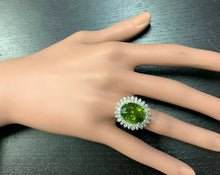 Load image into Gallery viewer, 11.30 Carats Natural Very Nice Looking Green Tourmaline and Diamond 14K Solid White Gold Ring