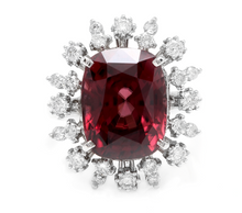 Load image into Gallery viewer, 13.90 Carats Natural Very Nice Looking Red Zircon and Diamond 14K Solid White Gold Ring