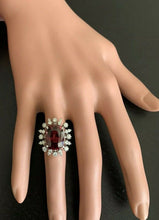 Load image into Gallery viewer, 13.90 Carats Natural Very Nice Looking Red Zircon and Diamond 14K Solid White Gold Ring