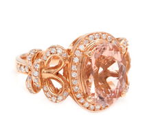 Load image into Gallery viewer, 4.50 Carats Impressive Natural Morganite and Diamond 14K Solid Rose Gold Ring