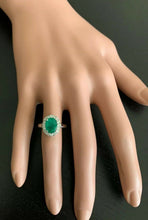 Load image into Gallery viewer, 3.10 Carats Exquisite Emerald and Diamond 14K Solid White Gold Ring