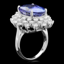 Load image into Gallery viewer, 14.70 Carats Natural Tanzanite and Diamond 14k Solid White Gold Ring