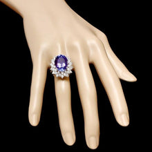 Load image into Gallery viewer, 14.70 Carats Natural Tanzanite and Diamond 14k Solid White Gold Ring