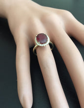 Load image into Gallery viewer, 5.80 Carats Impressive Red Ruby and Natural Diamond 14K Yellow Gold Ring