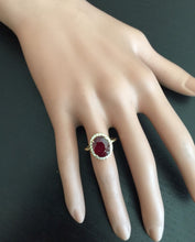 Load image into Gallery viewer, 5.80 Carats Impressive Red Ruby and Natural Diamond 14K Yellow Gold Ring