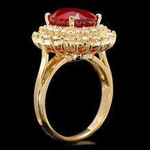 Load image into Gallery viewer, 7.50 Carats Natural Red Ruby and Diamond 14K Solid Yellow Gold Ring