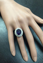 Load image into Gallery viewer, 8.20 Carats Exquisite Natural Blue Sapphire and Diamond 14K Solid White Gold Ring