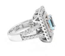 Load image into Gallery viewer, 2.80 Carats Natural Aquamarine and Diamond 14K Solid White Gold Ring