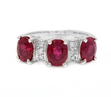 Load image into Gallery viewer, 4.15 Carats Impressive Natural Red Ruby and Diamond 14K White Gold Ring