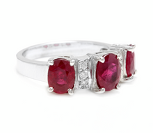 Load image into Gallery viewer, 4.15 Carats Impressive Natural Red Ruby and Diamond 14K White Gold Ring