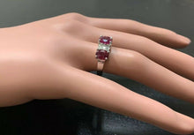 Load image into Gallery viewer, 4.15 Carats Impressive Natural Red Ruby and Diamond 14K White Gold Ring