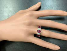 Load image into Gallery viewer, 4.15 Carats Impressive Natural Red Ruby and Diamond 14K White Gold Ring