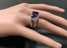 Load image into Gallery viewer, 7.85 Carats Natural Amethyst and Diamond 14K Solid White Gold Ring