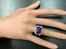 Load image into Gallery viewer, 7.85 Carats Natural Amethyst and Diamond 14K Solid White Gold Ring