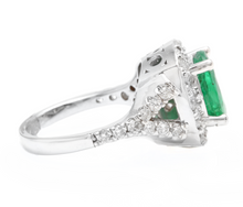 Load image into Gallery viewer, 4.65 Carats Natural Emerald and Diamond 14K Solid White Gold Ring